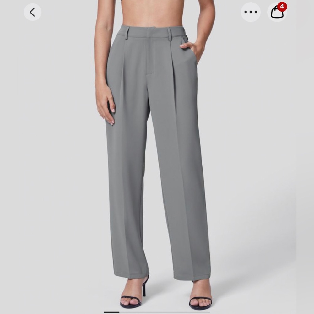 Halara high waisted back elastic work pants gray Griffin, L NWT
